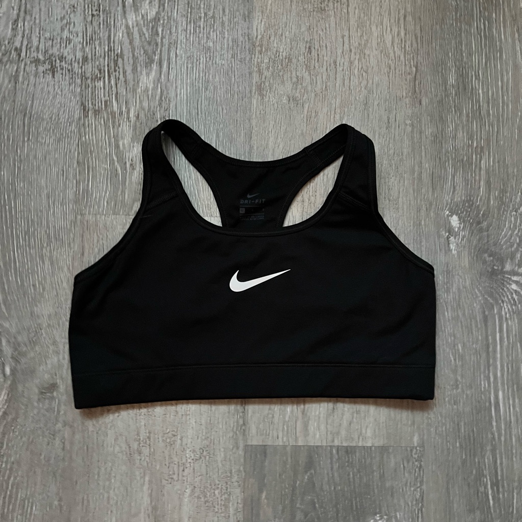 Nike Women's Black Sports Bra With White Logo